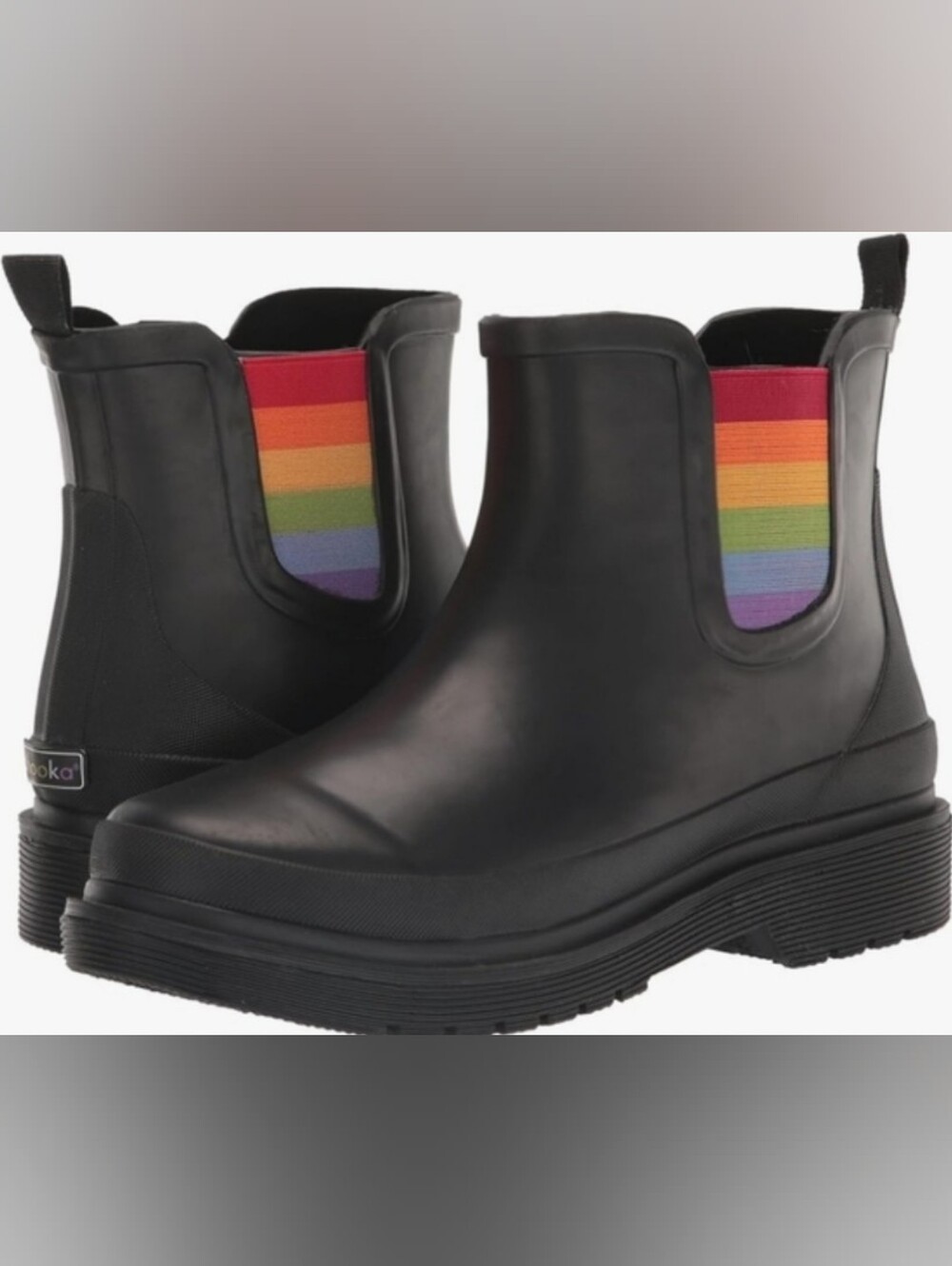 Chooka Women's Rainbow Elastic Chelsea Rain Boots Waterproof Ballard Pride 10